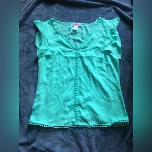 Mint Green Flutter Sleeve Blouse